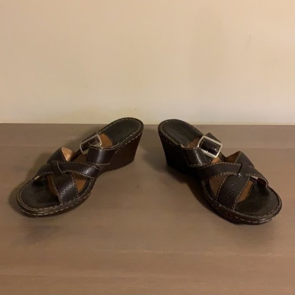Born Leather Wedge Sandals - Women’s Size 9 / 40.5 - Picture 7 of 8